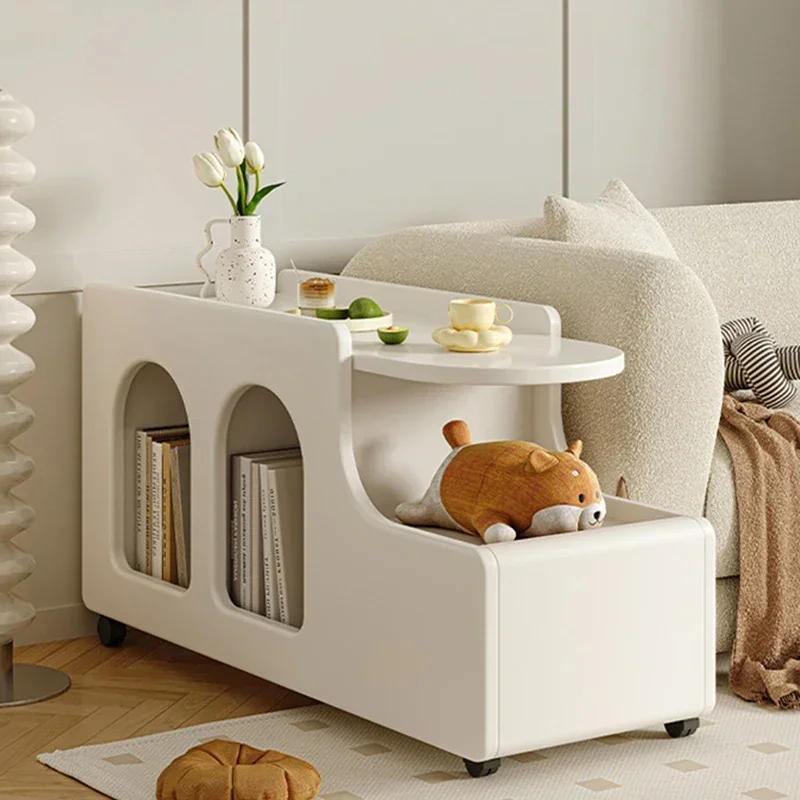 Drawers Storage Side Table Wheels Minimalist White Modern Coffee Tables Living Room Mobile Tavolino Da Salotto Salon Furniture