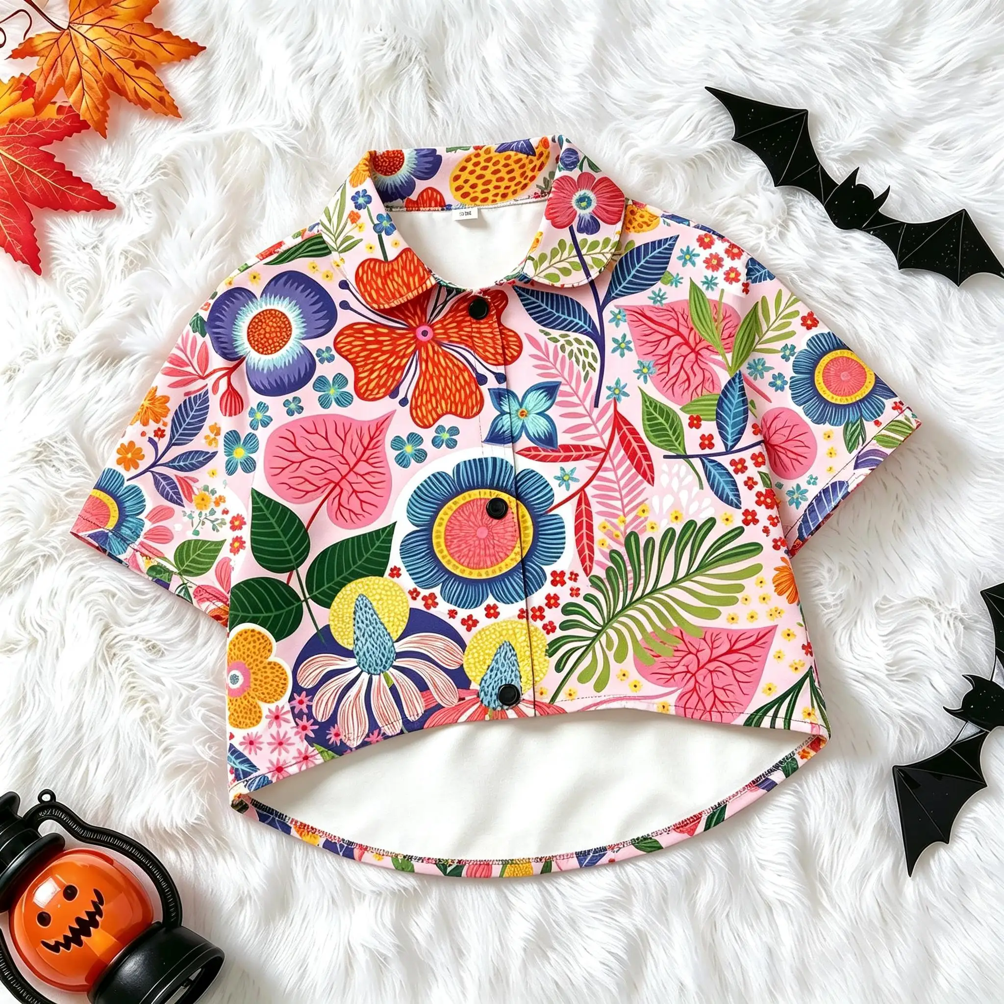 Pet Dog Shirt Colorful Tropical Big Floral Pattern Print Breathable Button Up for Small Medium Dogs Boho Garden Theme Daily Wear