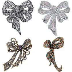 Sparkling Rhinestone Bow Brooches for Women Unisex Banquet Party Backpack Gifts Jewelry Accessories
