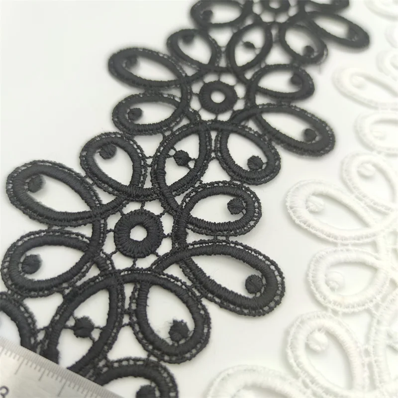 Black White Lace Appliques Embroidered Net Lace Fabric Trim Ribbons DIY Sewing Handmade Craft Materials