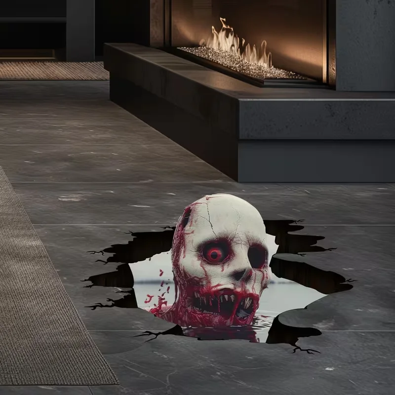 1PC Halloween decoration, horror probe zombie bloody floor stickers, holiday decoration party decoration stickers