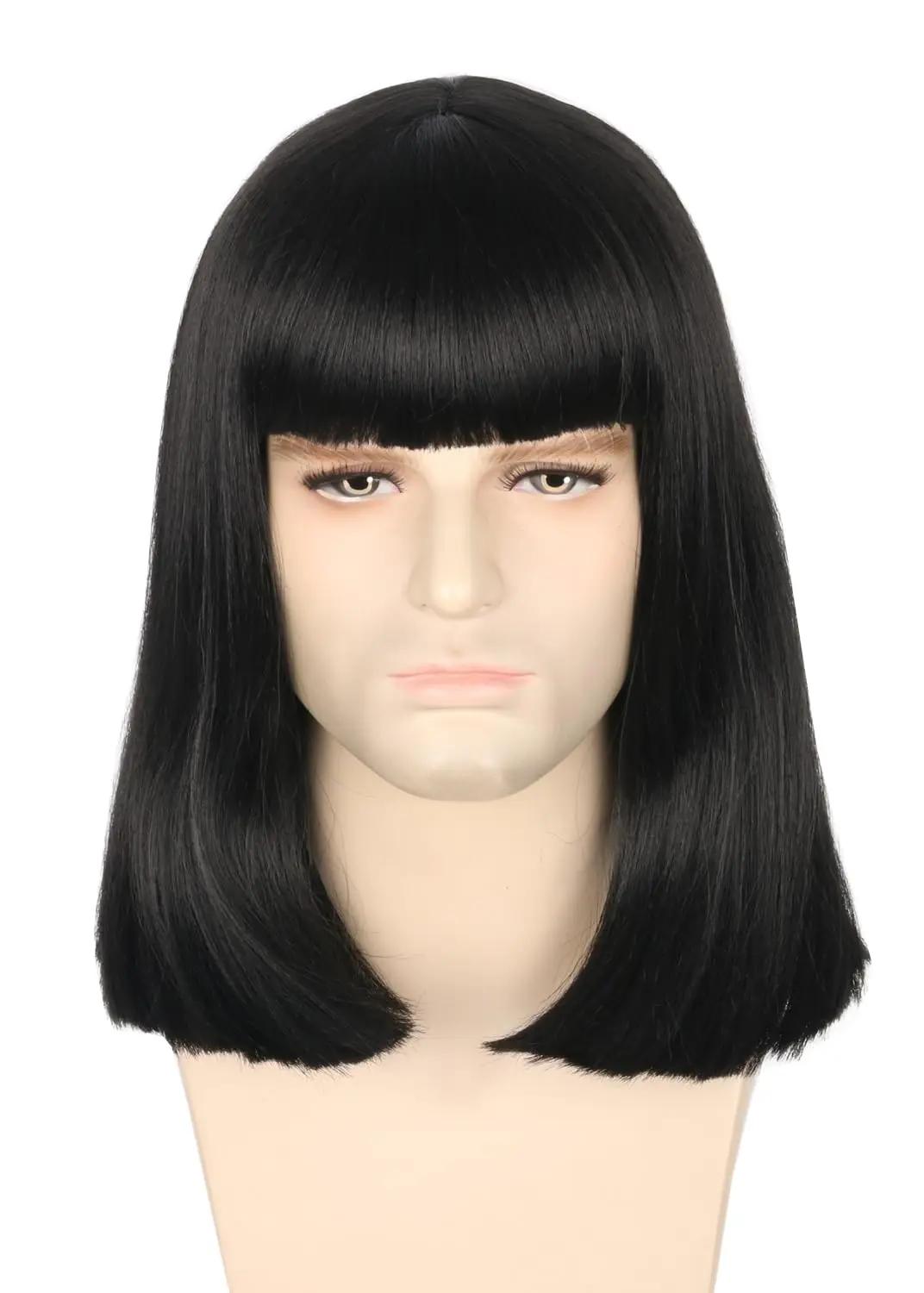 Lord Farquaad Cosplay Unisex Black Wig with Bangs Short Straight Halloween Cosplay Costume Party Wigs Lord Farquaad Wig