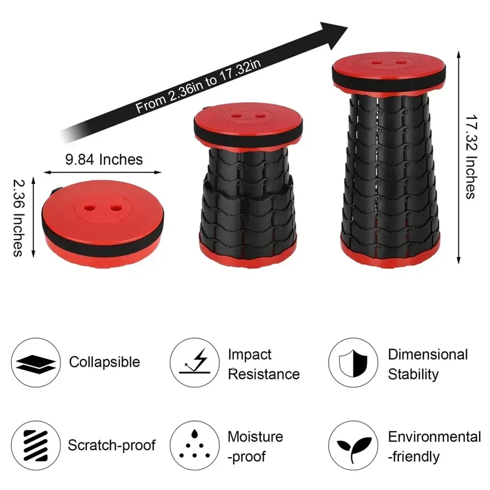 Portable Folding Telescopic Stool Outdoor Camping Chair Lightweight Plastic Subway Queuing ChairFishing Seat Fishing Chair