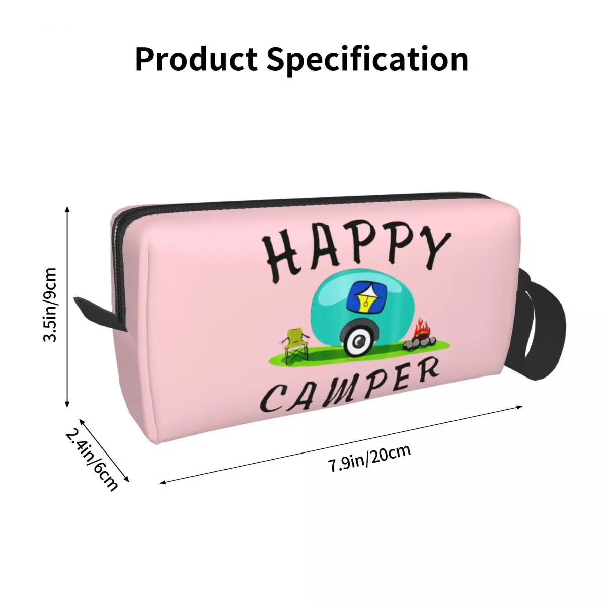 CUSTOM น่ารัก Happy Camping Trailer Camper กระเป๋าเดินทางผู้หญิงแต่งหน้าเครื่องสําอางค์ความงาม Dopp ชุด