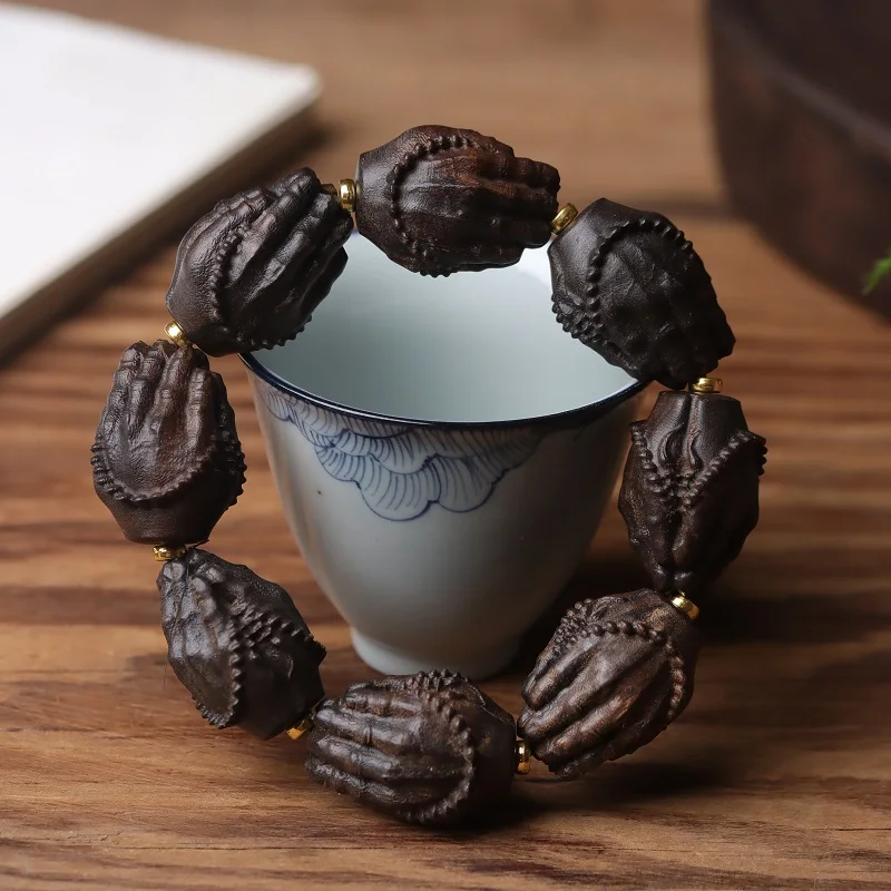 Wooden Buddha Hand Carving Bracelet Heart to Collectables-Autograph Rosary Transfer Beads Toy Gear Car Pendant