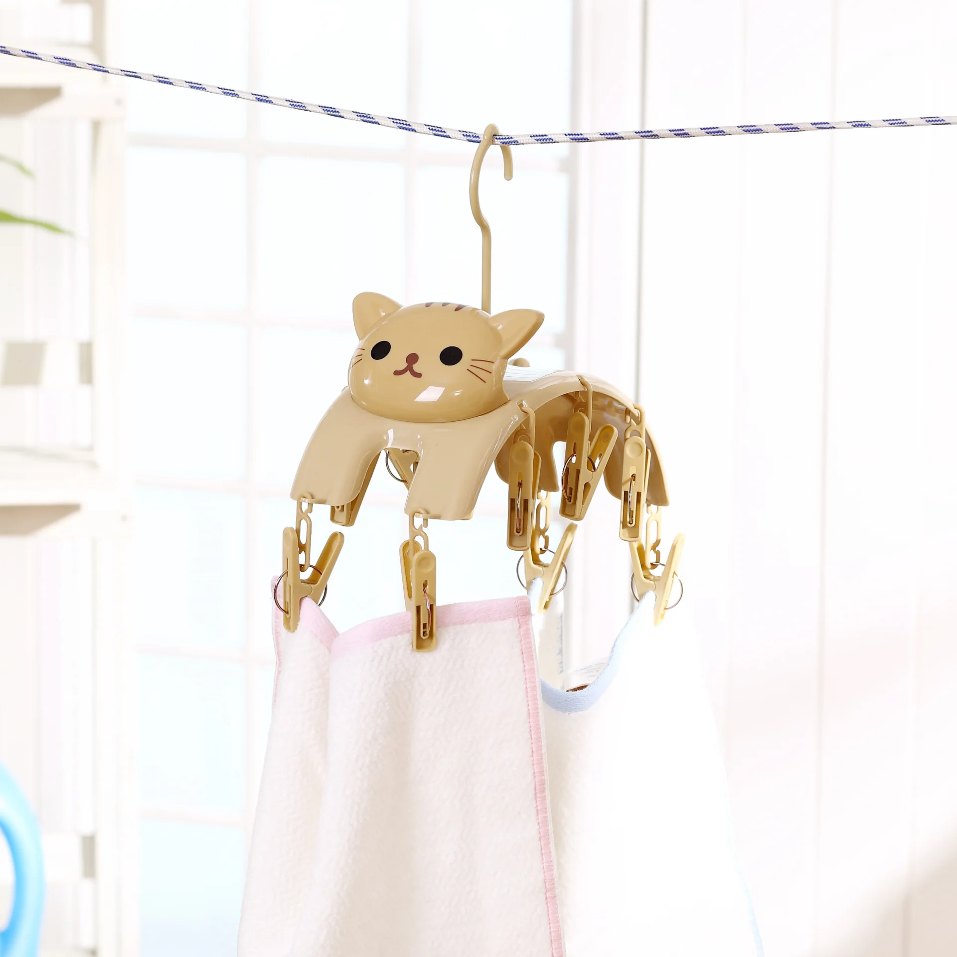 Cartoon Cat Drying Rack Windproof Drying Hanger Home Bra Underwear Socks Non-slip Hanger Children Adults Wardrobe Storage Rack