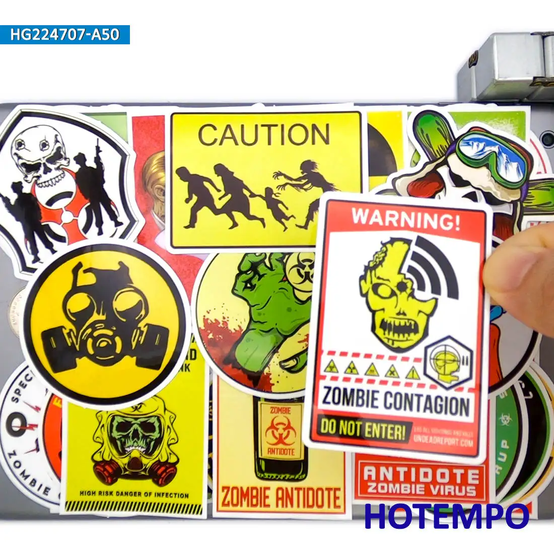 20/30/50 Stuks, Waarschuwing Zombies Crisis, Skull Hunter Team Waterdichte Stickers, voor Laptop, Telefoon, Bagage, Fiets, Motorfiets, Skateboard, Gitaar, Helmen, Auto stickers