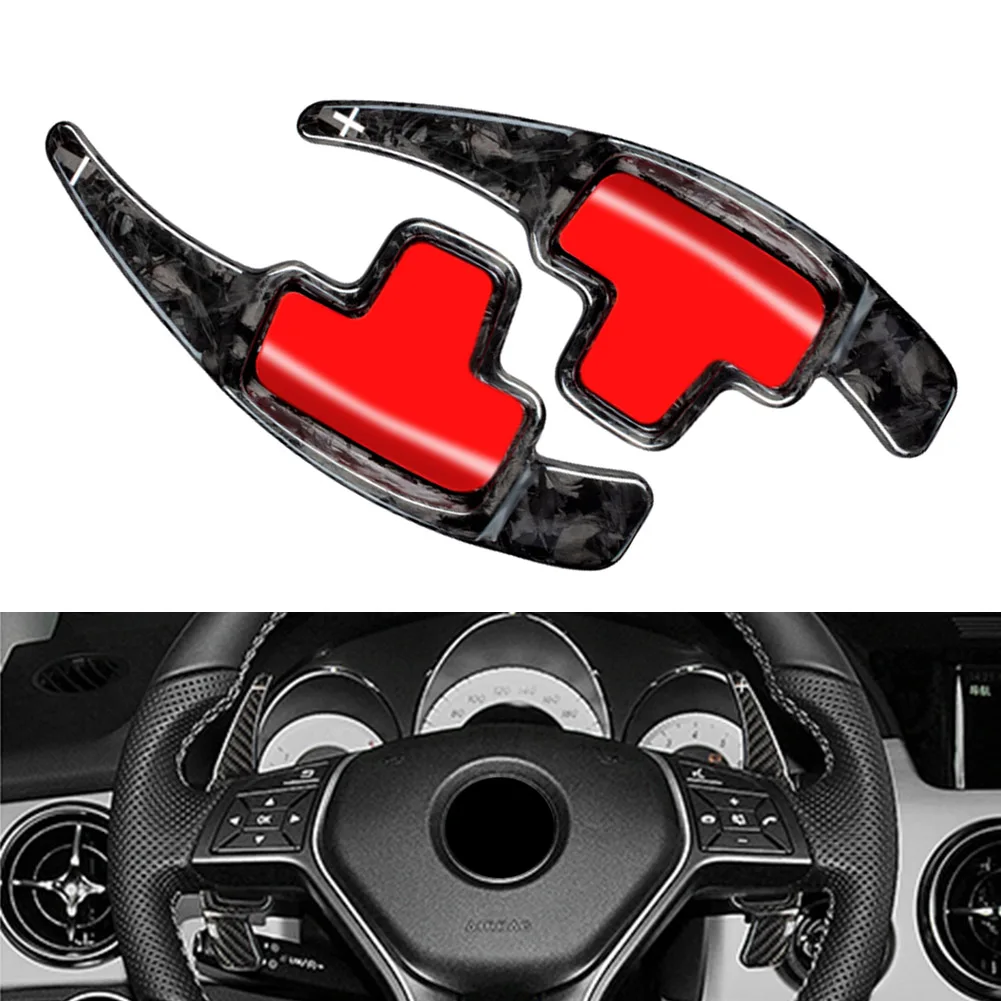 1Pair Forged Carbon Fiber Car Steering Wheel Paddle Shifter Extension For Mercedes Benz A B C E ML CLA GLA CLS GLK SLK GL Class