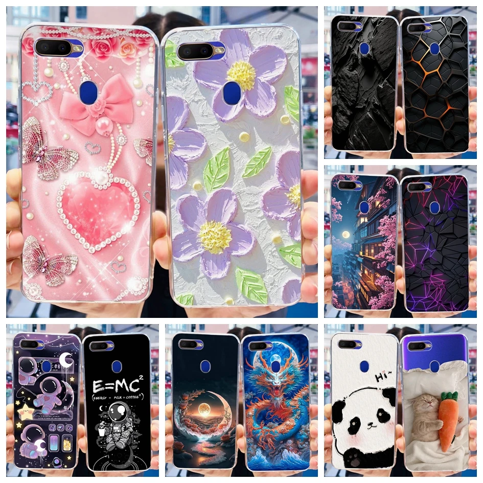 For OPPO A5s AX5s Case CPH1909 CPH1920 Popular Flower Soft Silicone Clear TPU Bumper For OPPO A12 CPH2083 A 12 A 5S A7 AX7 Funda