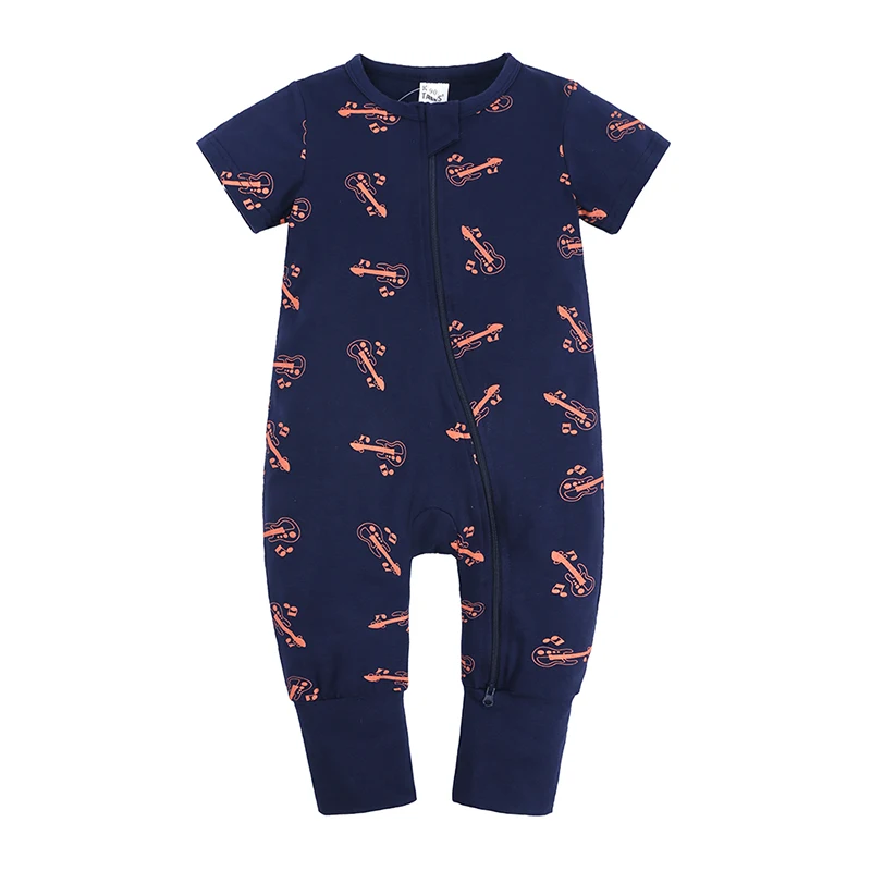 Essentials Kids Tales Sommer Kleinkind Jungen Kleidung Baby Mädchen Schlafanzug Reißverschluss Strampler Baumwolle O-Ausschnitt Kurzarm Body 3-24M – Detail 4