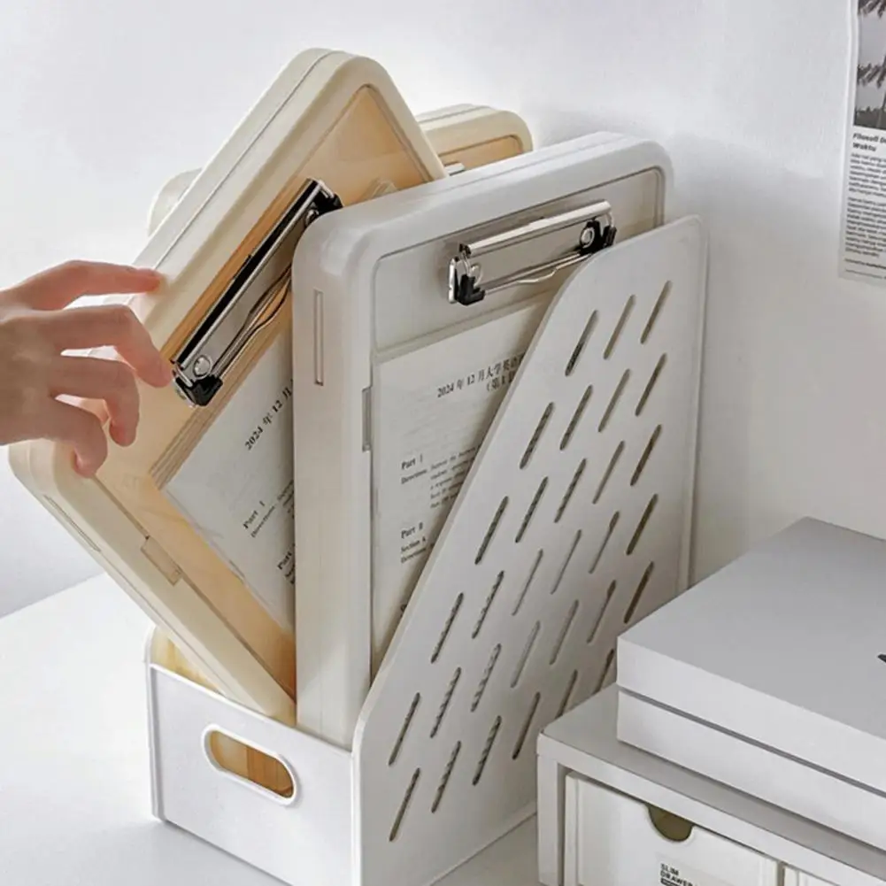 Multi-Function Exam Folder with Clip A4 Document Organizer Transparent Waterproof Writing Board Portable Students File Folder