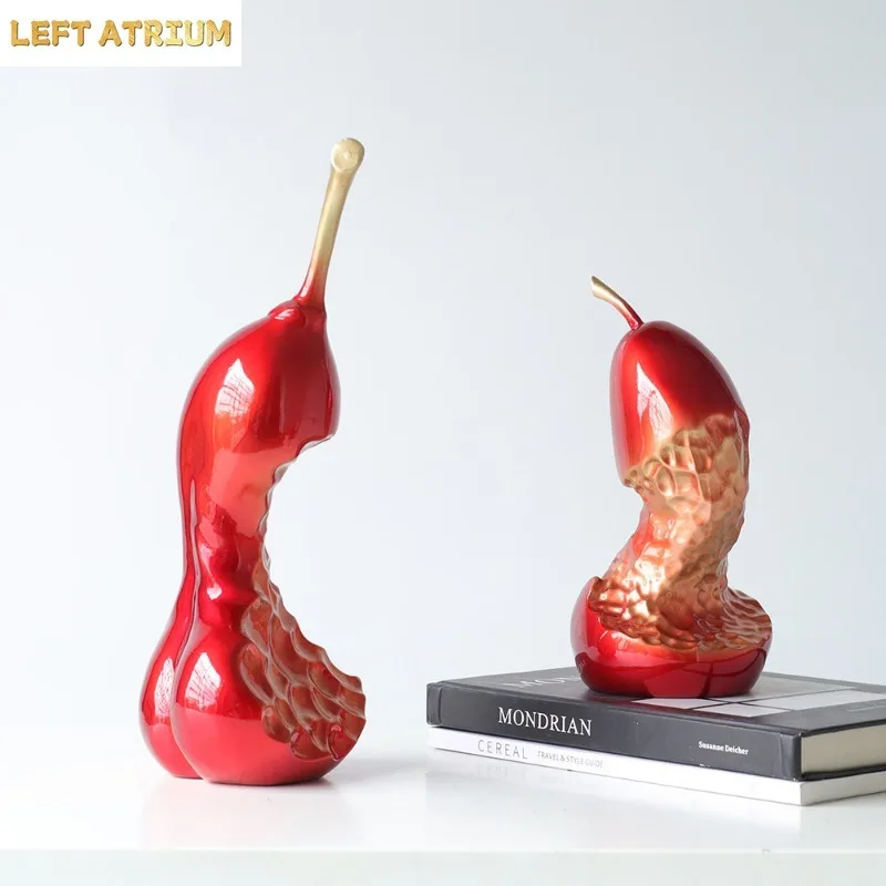 High-grade Resin Pear Decoration Fruit Sculpture Crafts Abstract Art Room Bookcase Pear Decoration Interior Decor Exquisite Gift