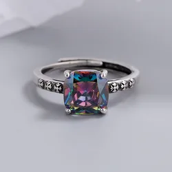 925 Sterling Silver Colour Zircon Open Rings For Women Engagement Luxury Jewelry Gift Female  Jewellery