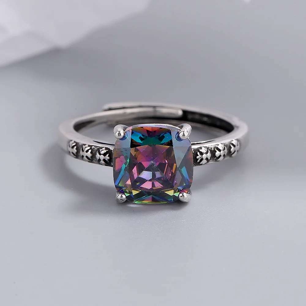 925 Sterling Silver Colour Zircon Open Rings For Women Engagement Luxury Jewelry Gift Female  Jewellery