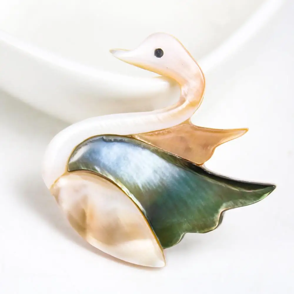 Natural Freshwater Abalone Shell Noble Swan Brooch Elegant Lady Vintage Jewelry Badge DIY Suit Collar Bag Pin Decor Accessories