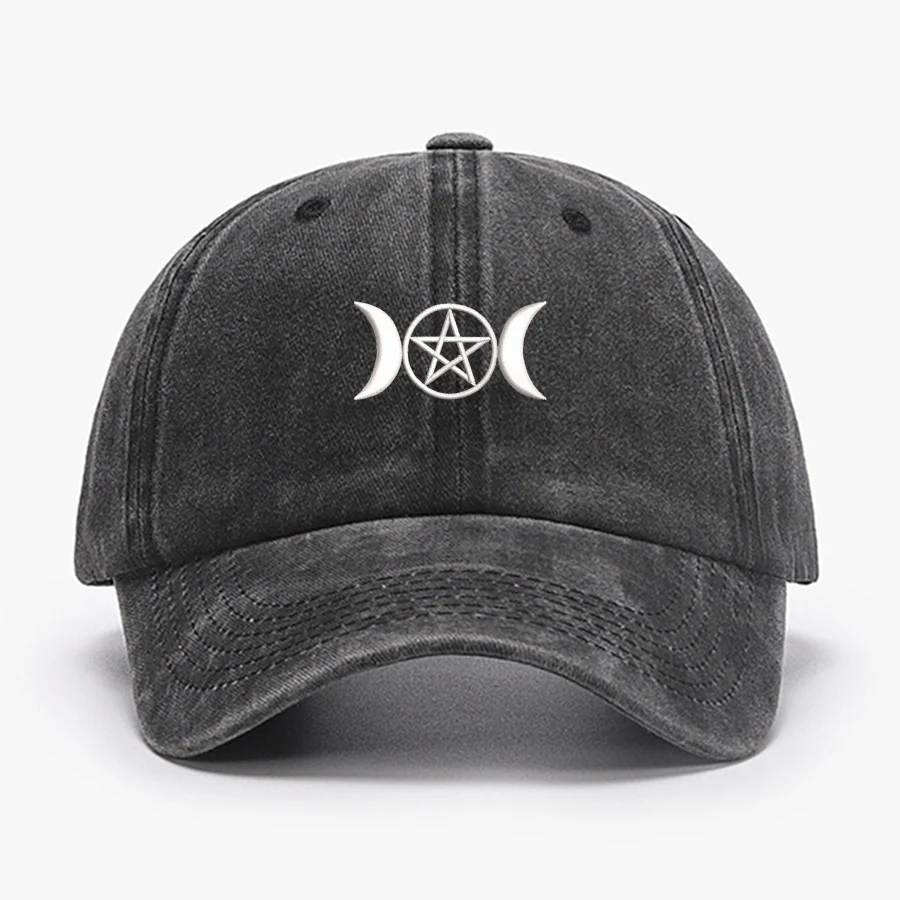 

Embroidered Triple Moon Pentacle Men Women Wash cotton soft Baseball Caps Adjustable Dad Duck tongue cap