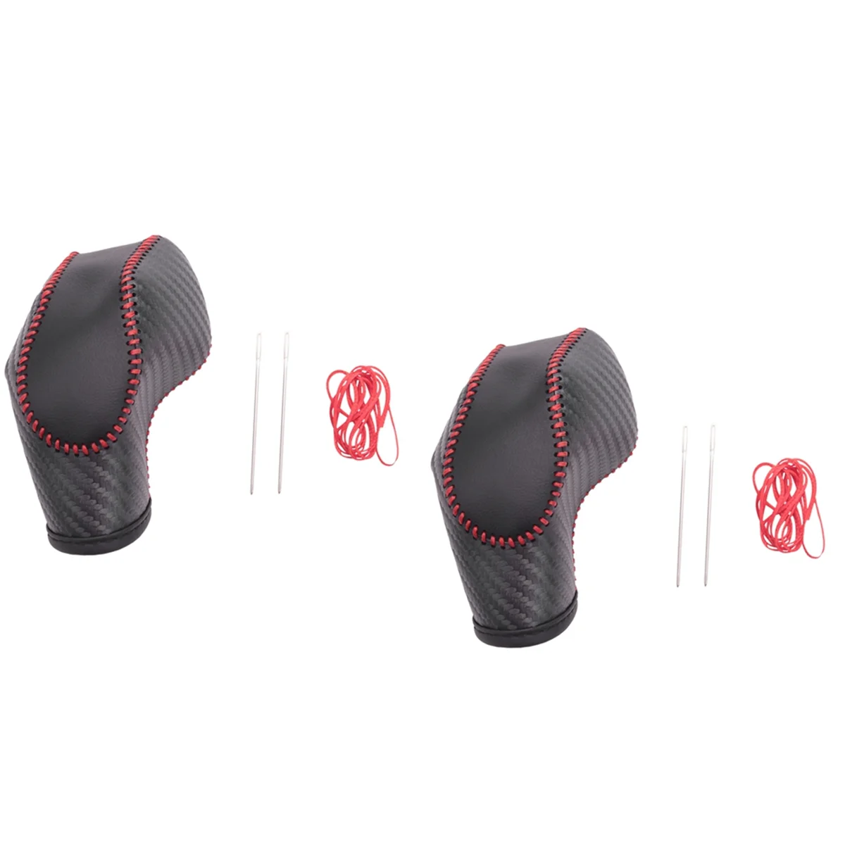 2PCS Car PU Carbon Look Red Gear Shift Knob Cover for Ford EcoSport Escape / Fusion /C-Max Energi Wagon / Fiesta / Focus