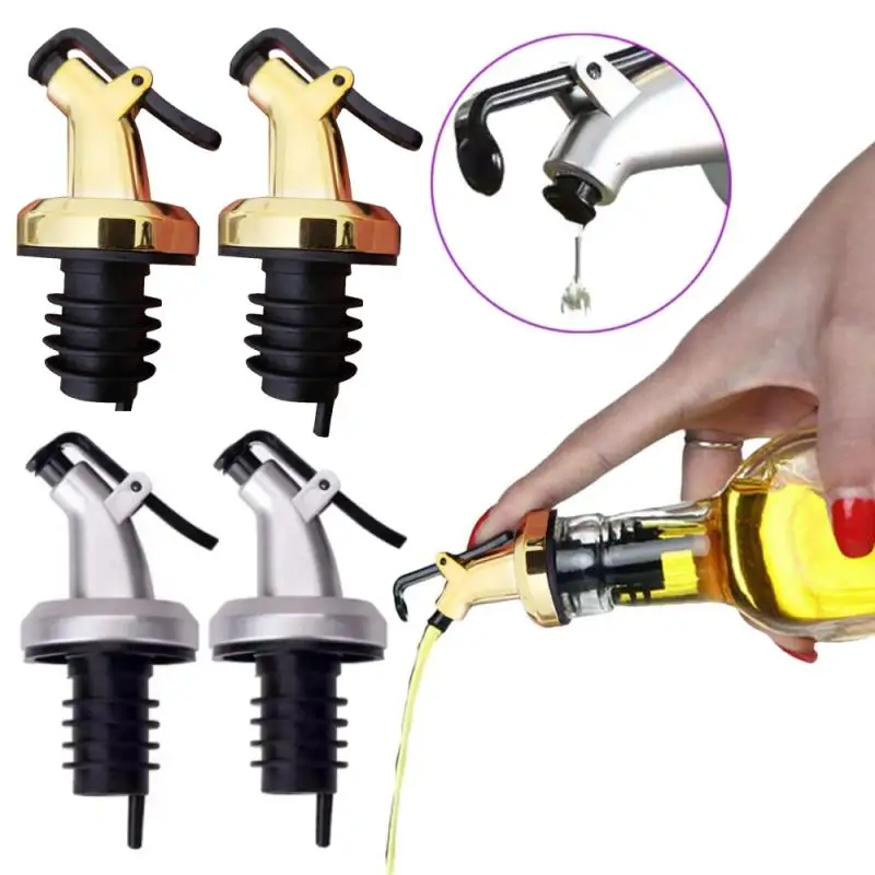 2024 Oil Bottle Stopper Rubber Lock Plug Seal Leak-proof Food Grade Plastic Nozzle Sprayer Liquor Dispenser Wine Pourer Barware