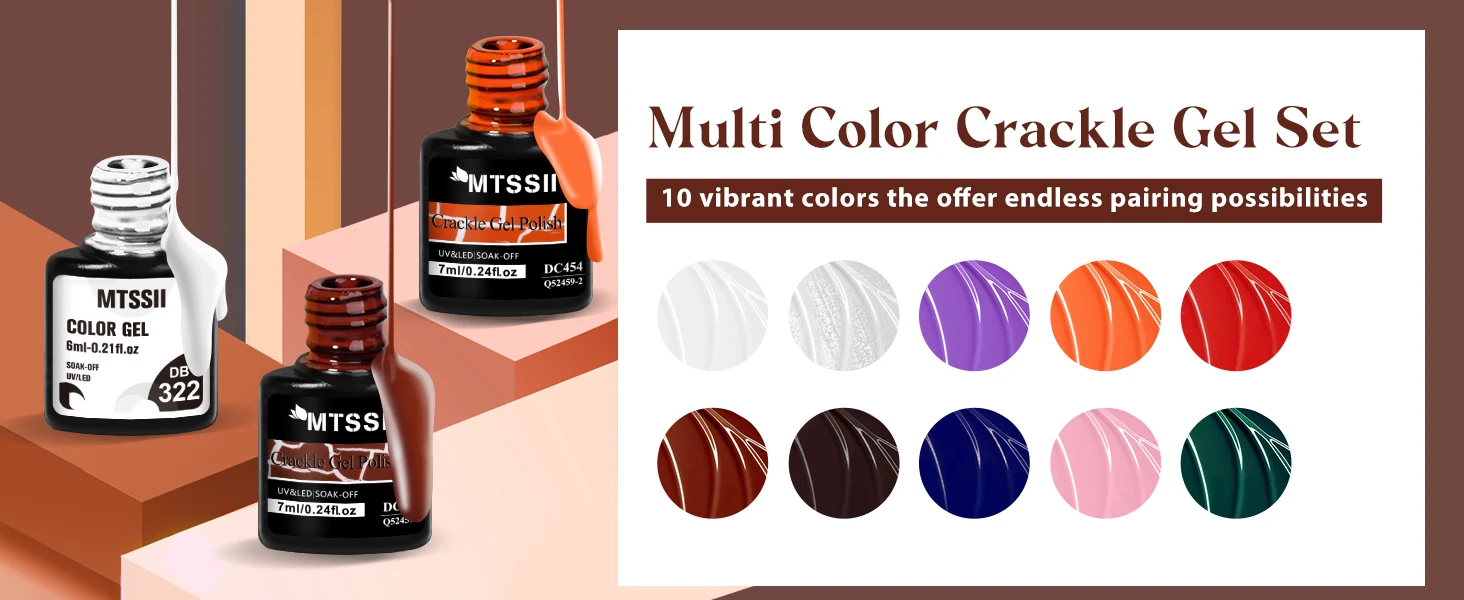 Description Picture 3 of item12PCS/SET Crackle Nail Polish Gel Set Cracking Nail Lacquer Quick Dry Gel Hybrid With Base Top Coat  Manicure Art Varnish Kit