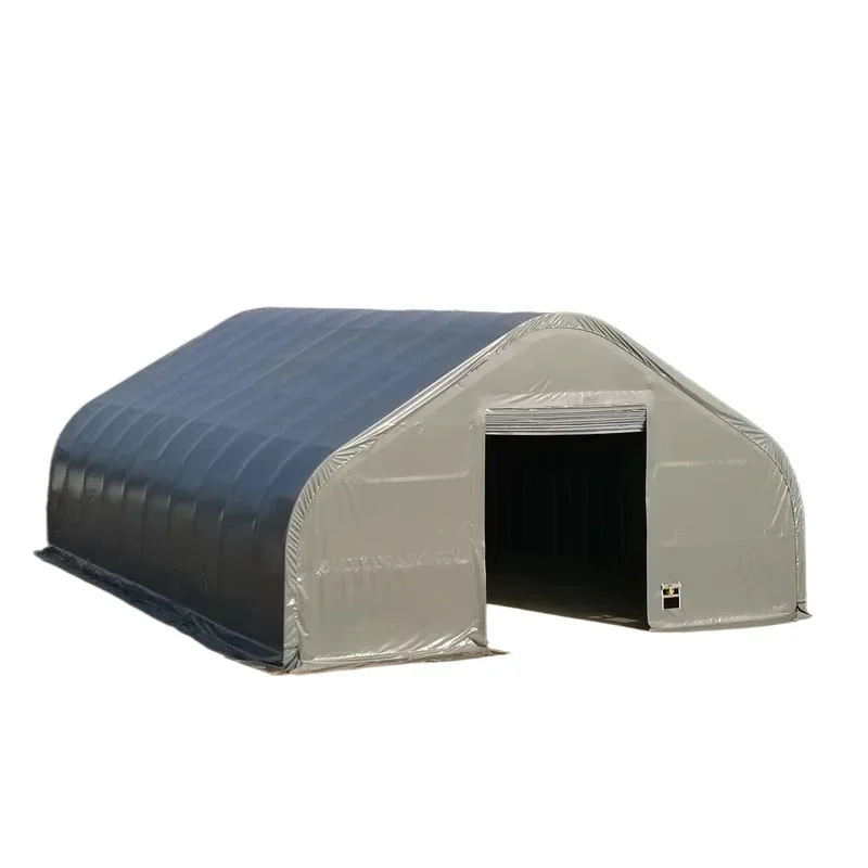 Large prefabricated double truss arch fabric storage building canopy