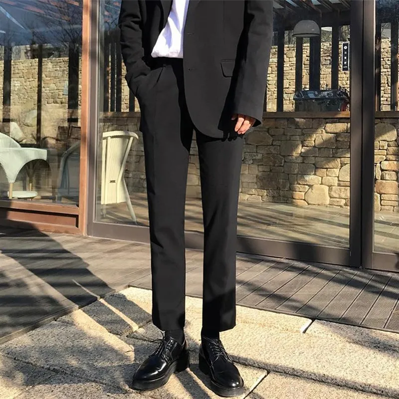 

Мужские повседневные брюки прямого кроя на флисовой подкладке, свободные, черные, для осени, зимы и весны, модные, удобные, свободные брюки