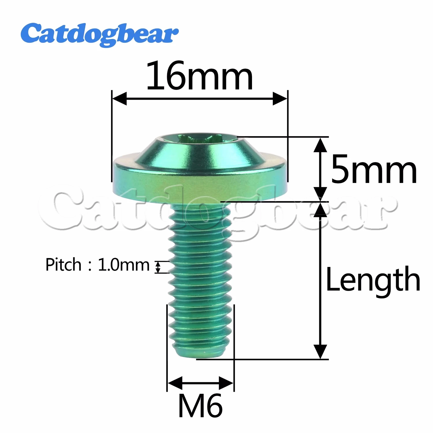 Catdogbear 4PCS Titanium Bolts M6X10 15 20 25mm Butterfly Torx Thick Head Screw for Motor Bike