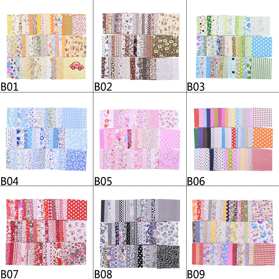 7-50pcs Assorted Floral Printed Cotton Cloth Sewing Quilting Fabric for Patchwork Needlework DIY Handmade Material Square