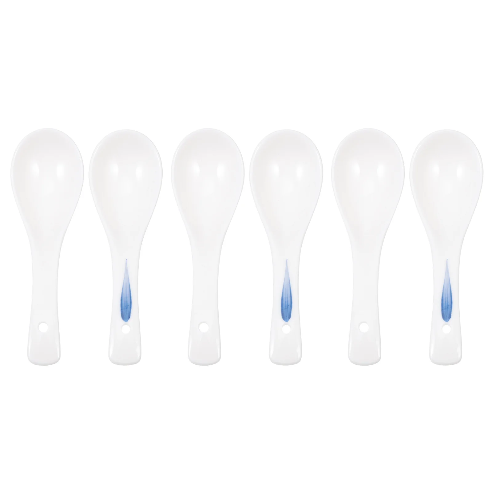 

6Pcs Ceramic Soup Spoons High Quality Ergonomic Design Multipurpose Rice Spoon Kitchen Utensil for Household Restaurant Porridge