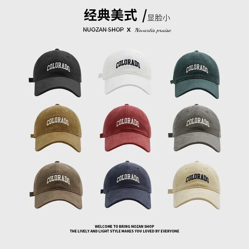 Korean Embroidery Letter Baseball Hat Men\'s and Women\'s ins American Casual Vintage Soft Top Scrub Show Face Little Duck Tongue