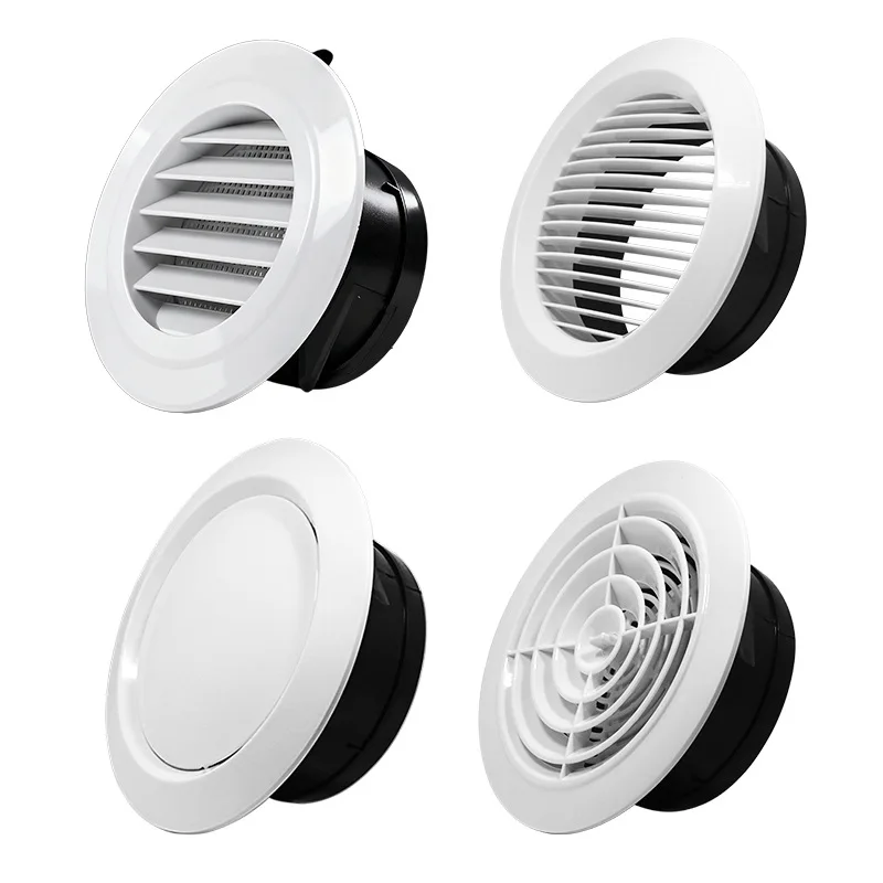 Grelhas de Ventilação Redondas de Várias Formas 75/100/125/150/200mm, Válvula de Extração de Ar, Grelhas Ajustáveis para Ventilação de Parede