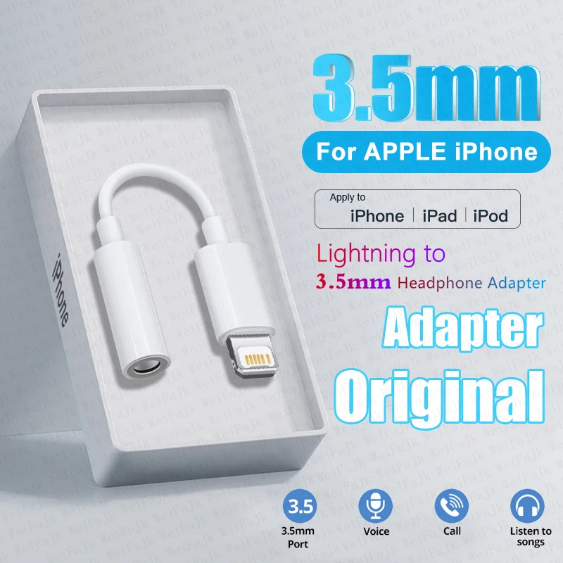 For Apple Lightnings To 3.5 Mm Jack Headphone Aux Cable Adapter For iPhone 14 13 12 11 Pro Max X 8 Plus Connector Audio Splitter