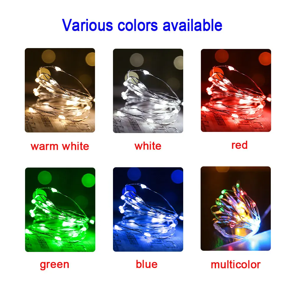 USB Led 銅線ストリングライト 8 モードフェアリーライト防水ガーランド DIY クリスマス結婚式パーティー装飾照明