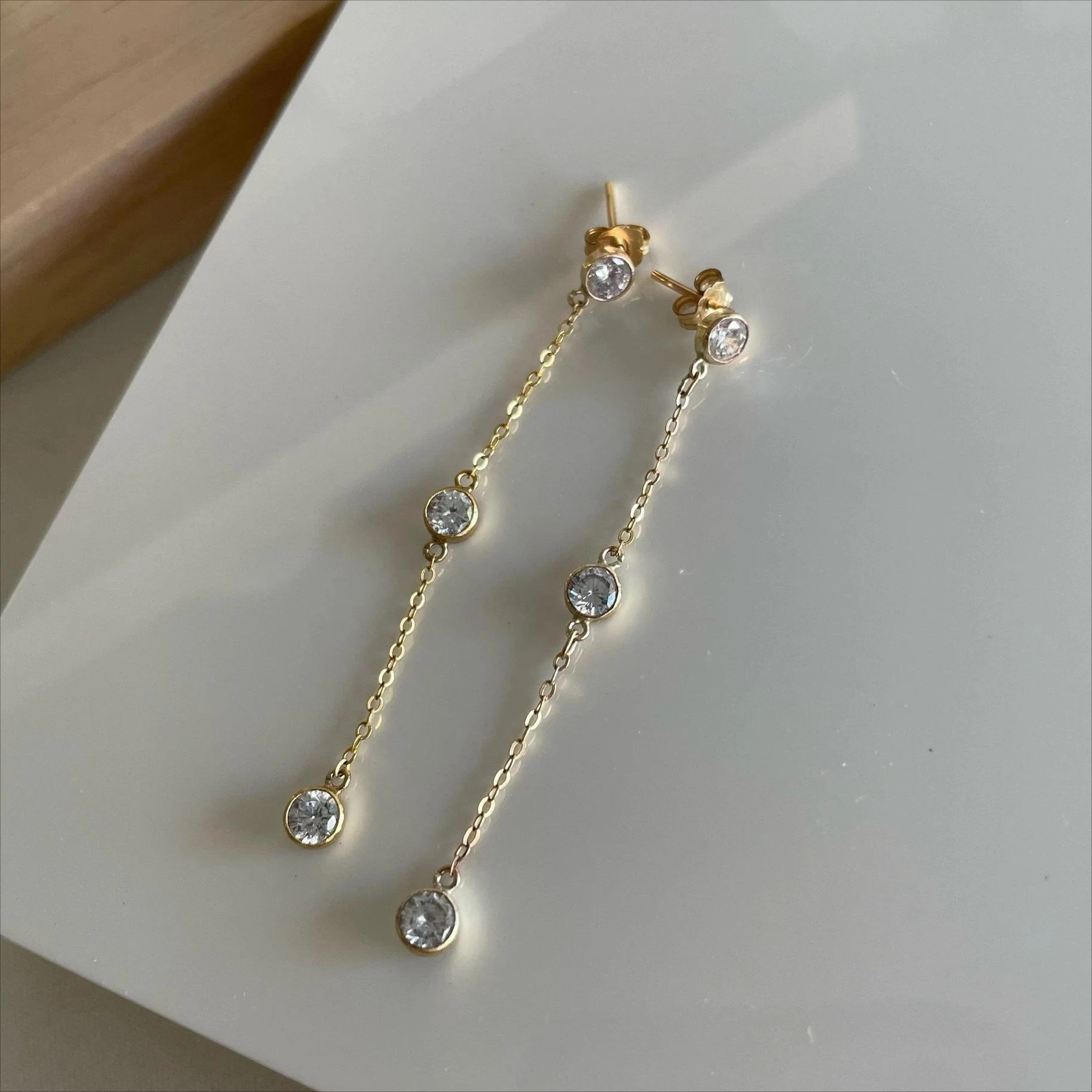 14KGF 3mm Diamond CZ  Drops Stone Earrings Gold Filled Earrings Personalized Tarnish Resist Jewelry for Women