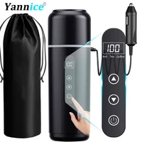 Taza calefactora para coche de 12V/24V, taza para camión de té y café ajustable con temperatura de 500ml con protección contra quemaduras en seco de acero inoxidable 304 y bolsa para tazas