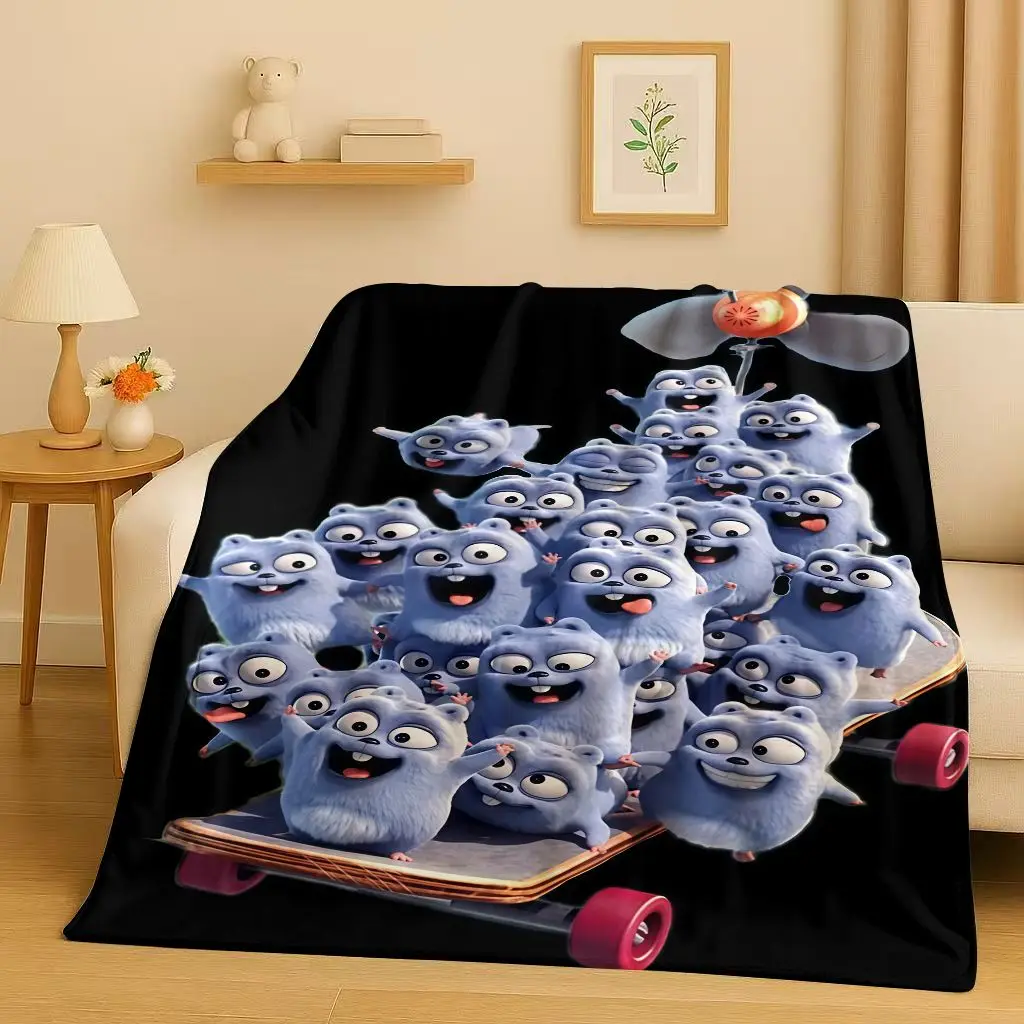HD Cute Grizzy and The Lemmings Cartoon Flannel Blanket,Ultra Soft Warm Plush Throw for Home Bedroom Bed Sofa Cover Kids Gift