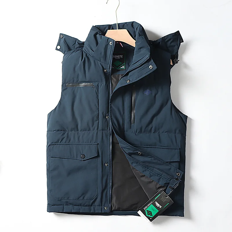 سترة بغطاء للرأس للرجال: تصميم ملابس عمل متعددة الجيوب للخريف/الشتاء في الهواء الطلق والترفيه القبعة قابلة للفصل. #3