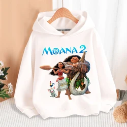 Disney Moana 2 Hoodies Kids New Anime Thin Cotton Sweatshirt Boys Girls Autumn Winter Warm Pullover Children Long Sleeves Gift