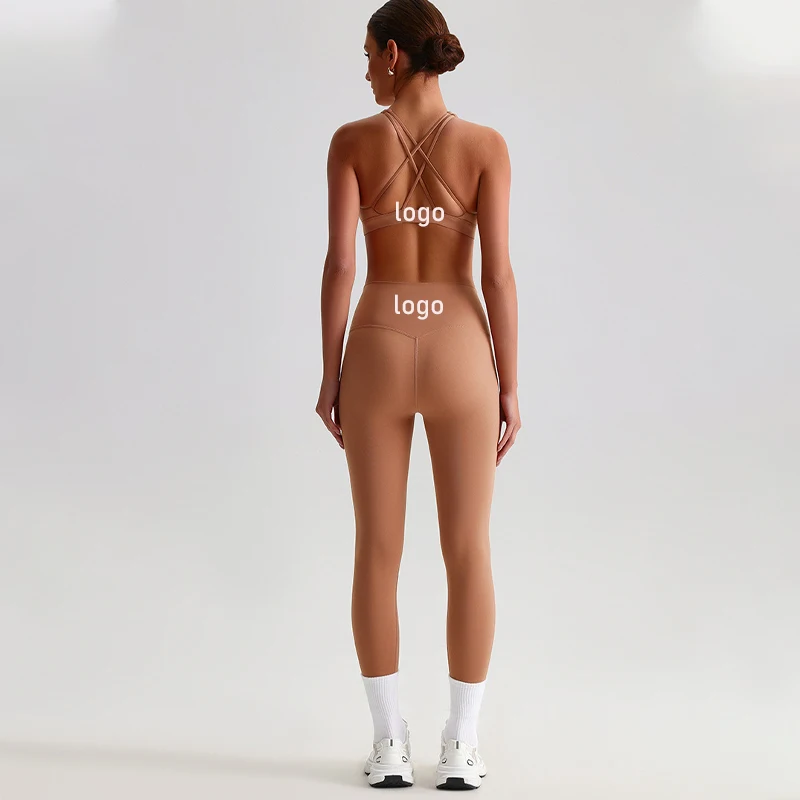 

Yoga Set 2pc Clothes Sportswear Training Wear Leggings Womens Pants Bra Gym Nylon Wholesale Customized Logo