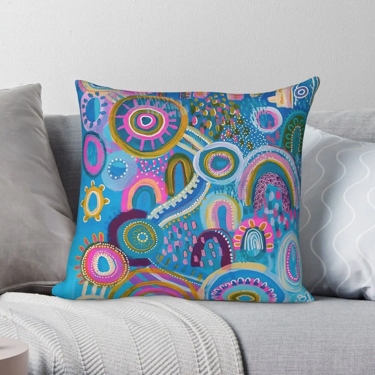 Funda de almohada cuadrada Rainbow Reef, funda de almohada decorativa con cremallera y patrón de terciopelo y lino de poliéster, funda de cojín para coche, venta al por mayor