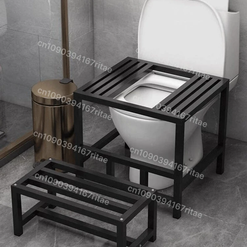 

Bathroom footstool, toilet seat changed to squat pit frame, squat toilet stool