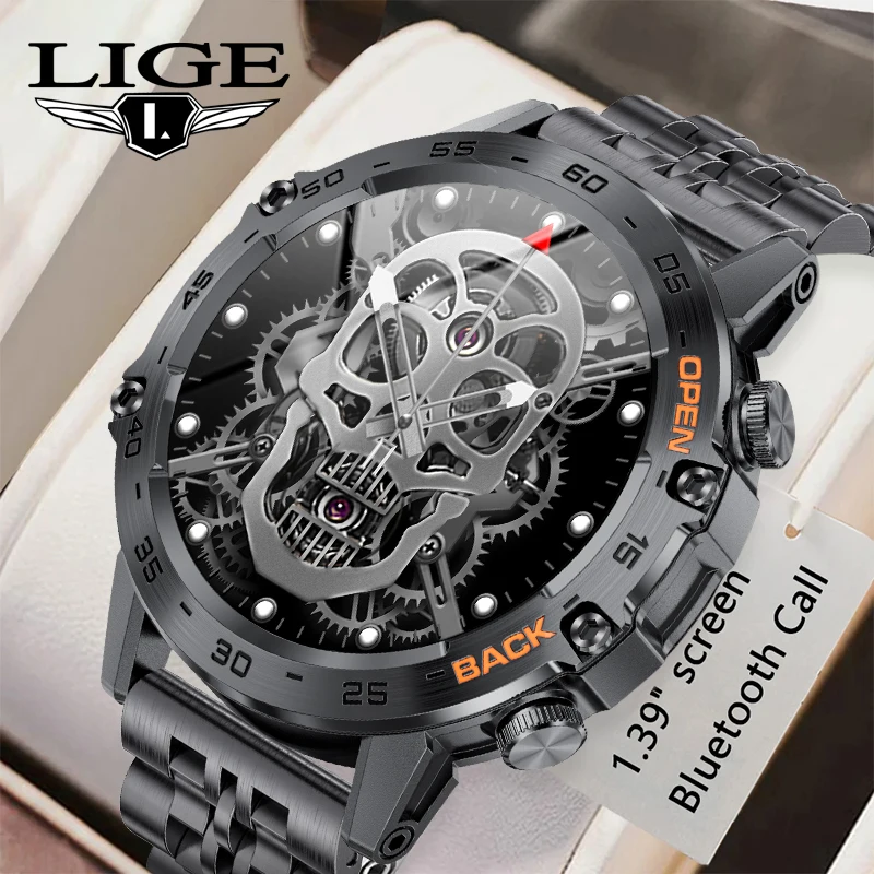 

LIGE 1.39 Inch HD Bluetooth Call Smart Watch Men Sports Fitness Tracker Blood Oxygen Monitor 400mAh Smartwatch For Android IOS