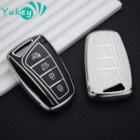 3 4 버튼 자동차 키 케이스 셸, 현대 산타페 스포츠 Ix45 에쿠스 센테니얼 제네시스 G80 그랜저 아제라 2013-2016 커버 포브