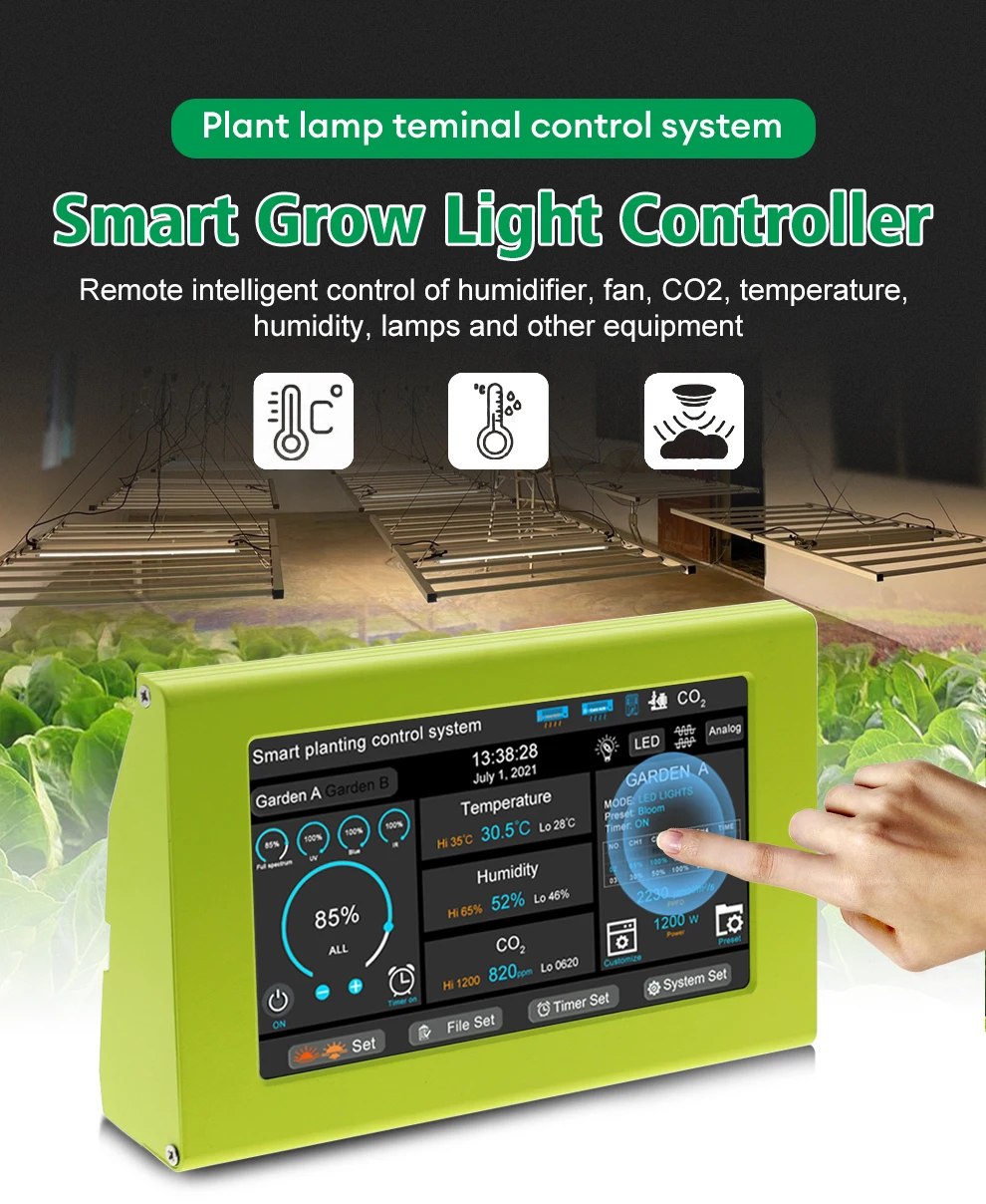 Intelligenter Controller für Pflanzenlampen, Terminal-Steuerungssystem für Pflanzenlampen, 7-Zoll-Touchscreen, Dual 4-Kanal, Mehrkanal-Dimmung – Detail 1