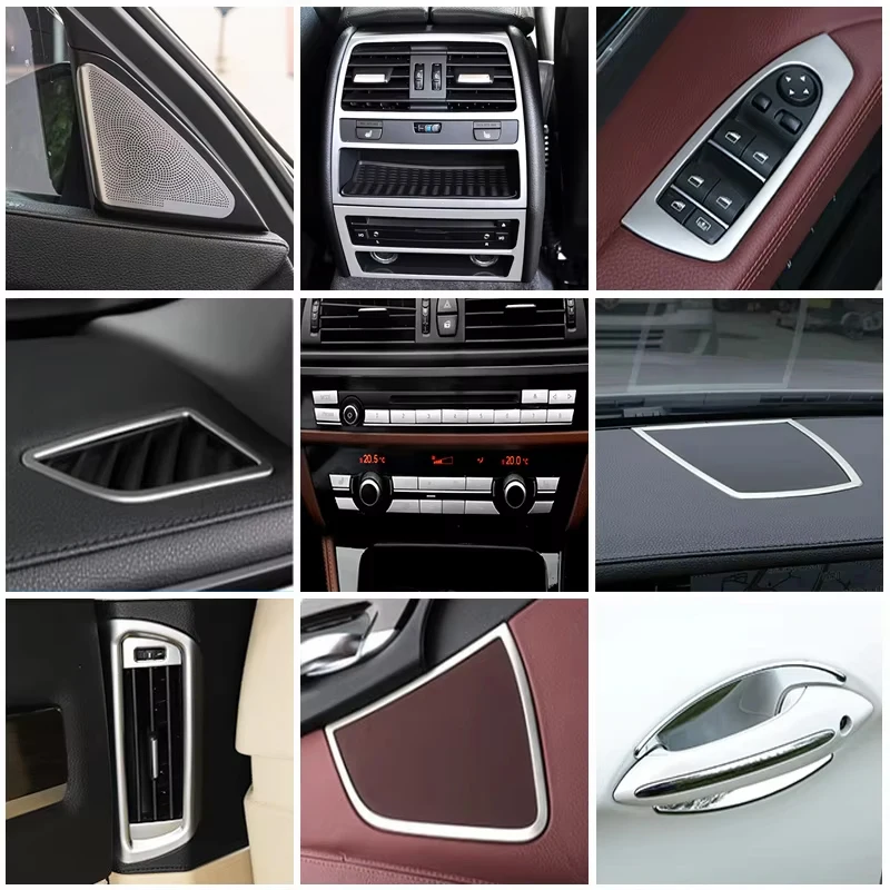 For BMW 7 Series F01 F02 740Li 2009-14 Car Accessories B Pillar Air Conditioning Outlet Frame Gearshift Panel Cover Trim Sticker