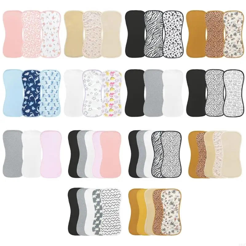 

581F Set of 3Pcs/5pcs Infant Saliva Towel Cotton Burp Cloth for Boy Girls Feeding Bib