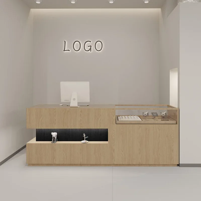 Beauty Salon Reception Desks Counter Wood Register Office Modern Reception Desks Bar Comptoir De Caisse Boutique Bar Furniture