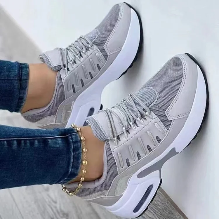 Zapatillas de deporte con plataforma y cordones para mujer, zapatos informales a la moda, para correr, primavera y otoño, 2022