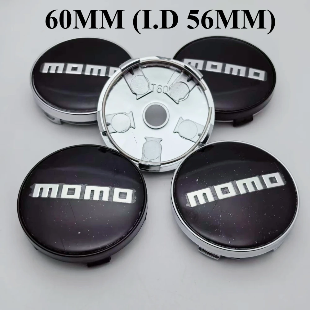 4pcs 60mm Car Wheel Center Caps With MOMO Badge Logo Rim Hubcaps Cover MOMO Emblem Styling Accessories for VW BMW Subaru Honda