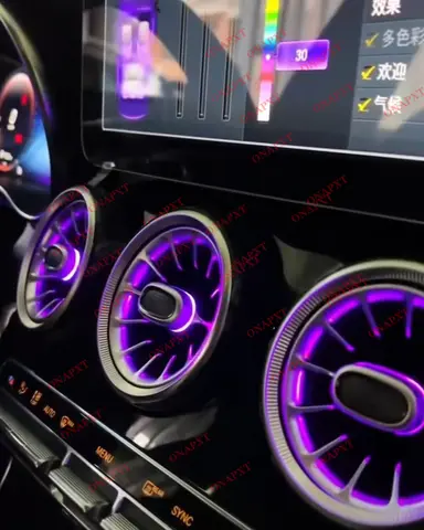 ONAPXT 벤츠 W205 X253 GLC C43 C63s GLC 벤트 4D 회전 트위터 LED 라이트 터빈 벤트 스피커 커버 용 주변 조명