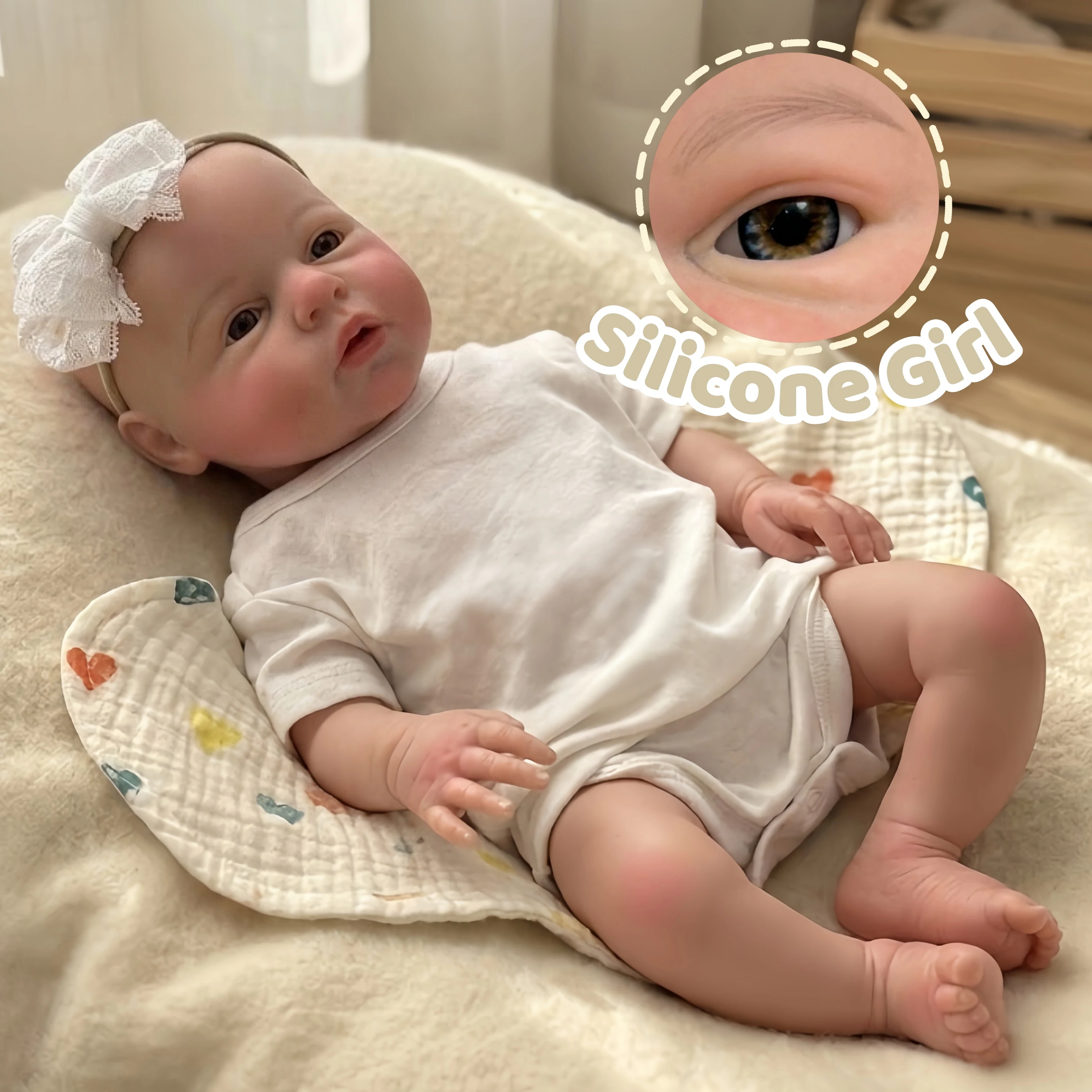 

18 Inch Washable Soft Silicone Reborn Girl Doll, Realistic Hand Painted Skin, Extra Outfit, Ideal Gift, Bebe Reborn De Silicona